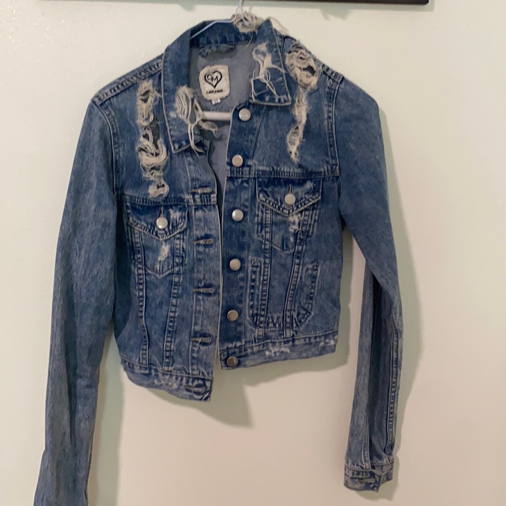 Denim distressed jacket